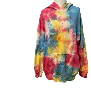 Blue Buttercup Cotton Blend Tie Dye Hoodie Top